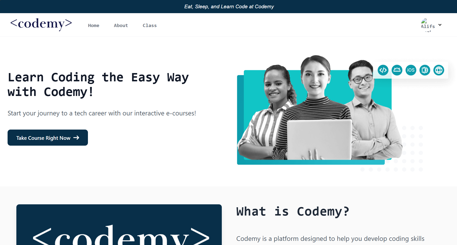 Codemy - eCourse Website | Alifsa Rezky Rahmah Sabran