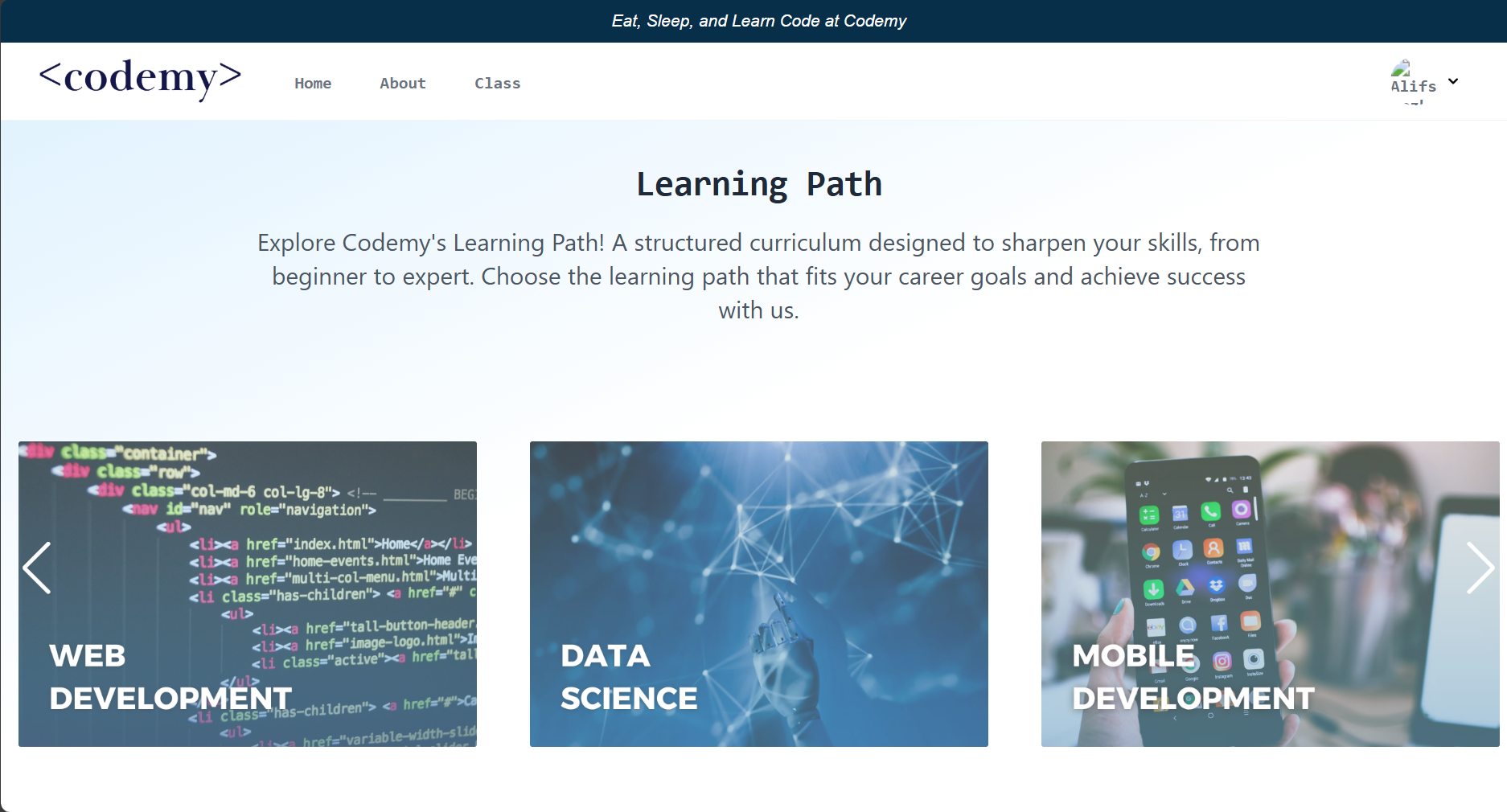 Codemy - eCourse Website | Alifsa Rezky Rahmah Sabran