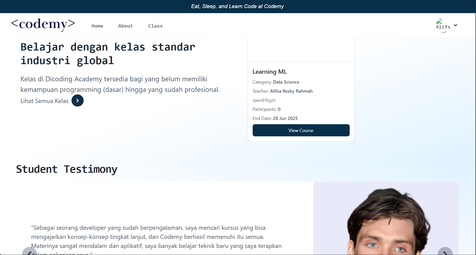 Codemy - eCourse Website | Alifsa Rezky Rahmah Sabran